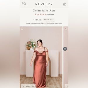 Revelry Bridesmaid Dress - Sienna Satin Dress in color Cinnamon Rose, size 6